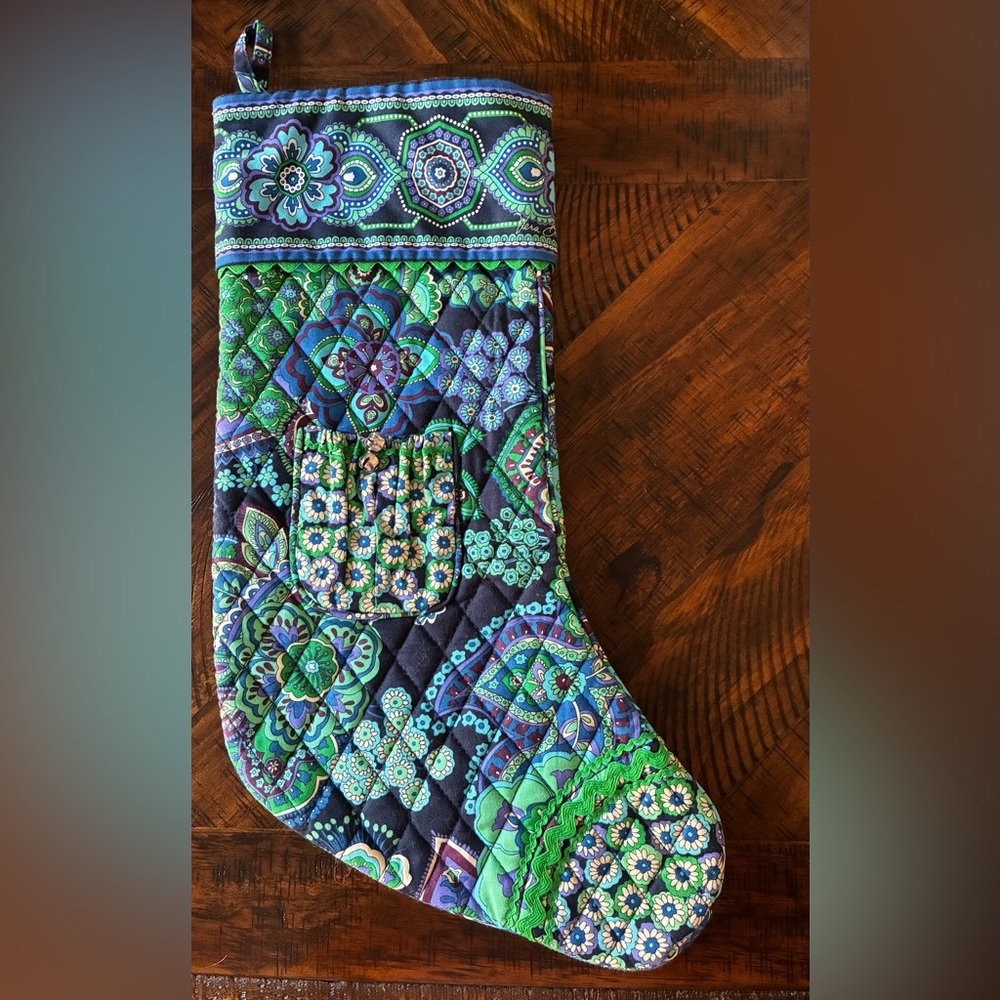 Vera Bradley Christmas stocking in the Blue Rhapsody pattern.